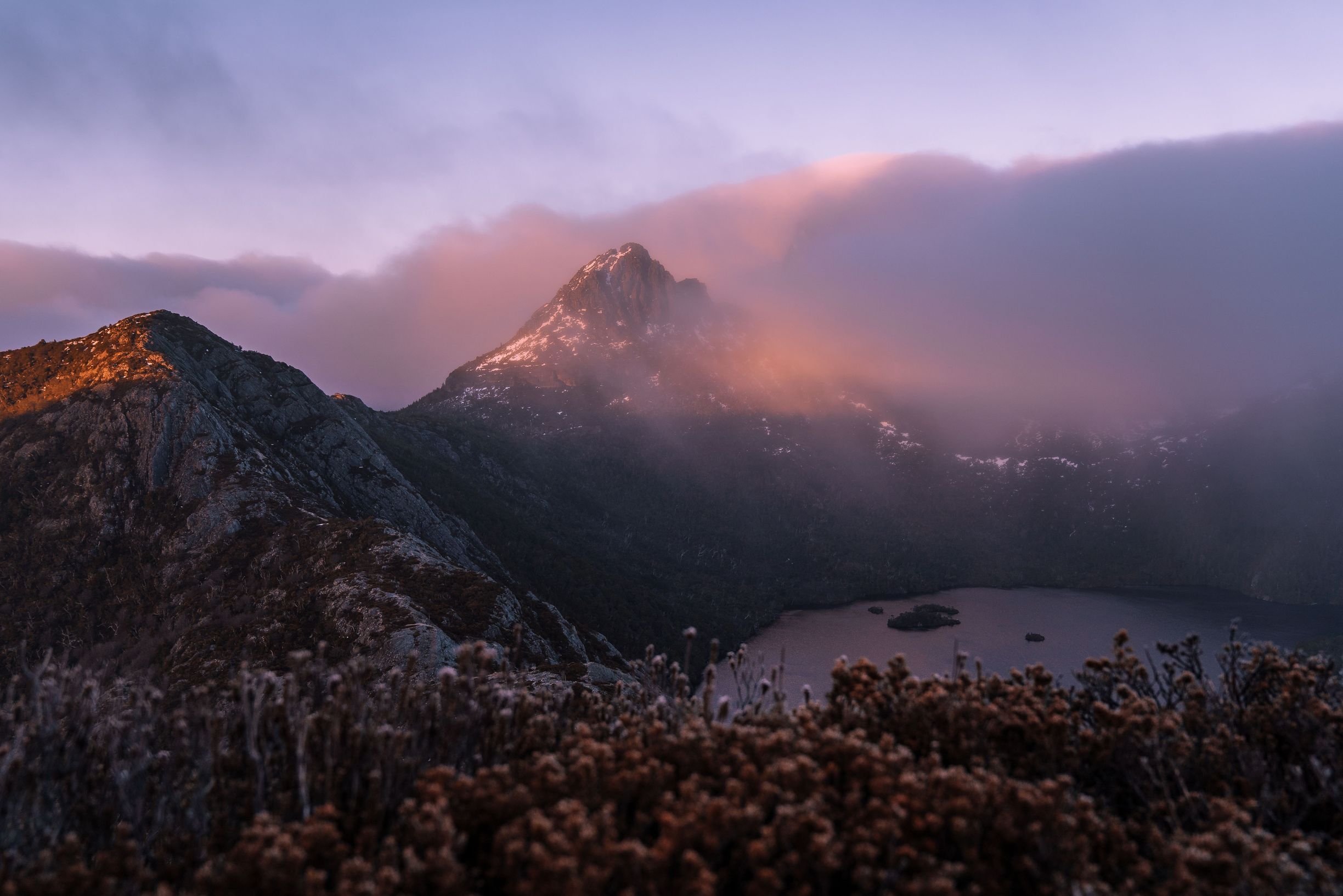 View of Dove Lake and Cradle Mountain from Mt Campbell